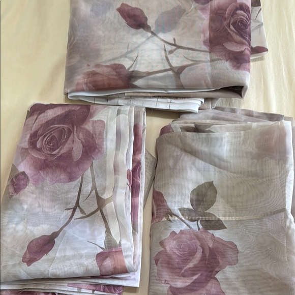 Cream and Pink Curtains with Elegant Accents - Picture 4 of 5